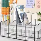 Clear Acrylic Divided Book Stand Handbag Storage Rack Office School