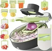 Bytebliss Multifunction Vegetable Chopper Slicer, Mandoline Slicer, Veggie Cutter, Manual Salad Cutter Dicer and Peeler 13 in 1 with Drain Bascket and Hand Guard
