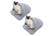 2x Paws & Claws 58x44cm Cat Pet Kitten Dogs Puppies Plush Igloo Bed Cave Grey
