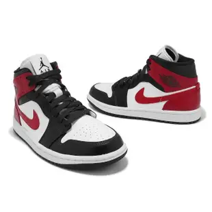 【NIKE 耐吉】休閒鞋 Wmns Air Jordan 1 Mid 女鞋 男鞋 白 紅 AJ1 一代 黑頭(BQ6472-160)