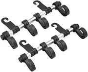 GLEAVI 2pcs Hook Seat Headrest Hooks Belt Bumper Buckle Hanger Double Dual Door Auto Accessories Backseat Bin Filler Holder Purse Hooks Tote Bag Organizer Stainless Steel Black