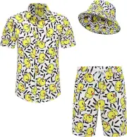 Mens Hawaiian Shirts and Shorts Set Funny Hawaiian Shirts for Men Beach Outfits