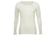 Thermo Fleece Childrens Long Sleeve Tee Top Thermals Merino Wool Blend - Natural