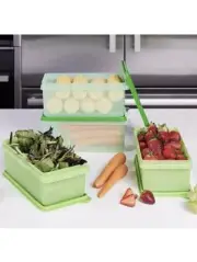 TUPPERWARE STACK N STORE SET (SET OF 4) Fridge Containers Large Rectangle - NEW