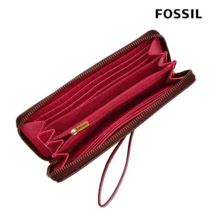 【FOSSIL 官方旗艦館】Logan 十二生肖印花真皮拉鍊長夾-紅絲絨色 SL8249627