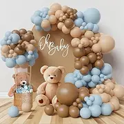 126 Pcs Blue Brown Nude Coffee Globos Cafes Tan Balloon Garland Arch Kit Diy Teddy Bear Baby Shower Balloons Gender Reveal Decorations For Boy Girl Safari Birthday Party Jungle Themes Supplies