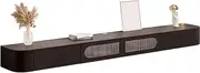 Modern Wall Mounted Floating TV Cabinet with Drawers and Door Black Wood Media Console TV Storage Rack Stand for Living Room Table Storage Shelf for Under TV 200x24x20cm