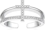 [Midari] Toe Rings for Women 925 Sterling Silver Cross Toe Rings Adjustable Cross Rings Summer Beach Jewelry Foot Gift Mom Wife Friends, adjustable, Sterling Silver, Cubic Zirconia