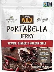 Giorgio Savory Wild Vegan Portabella Mushroom Jerky Gluten Free & Non-GMO Sesame, Ginger & Korean Chili, 2 ounce (pack of 1)
