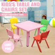 Kids Children Student Square Light Pink Activity Table & 4 Mixed Chairs 60x60cm