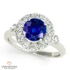 1.35 ct. Natural Blue Sapphire Ring With 0.40 ctw. Diamond Halo 18K White Gold