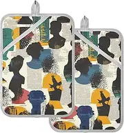 Pot Holders Heat Resistant People Silhouette Art Street Potholders for Kitchens with Pockets Hotpads Kitchen Oven Mitts 2 Pack