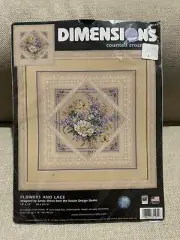 DIMENSIONS #35105 FLOWERS AND LACE Counted Cross Stitch Kit, Sandy Orton, New