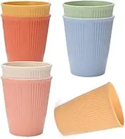 6 Pcs Plastic Cups, BPA Free, 12 Ounce Unbreakable Cup, Kitchen Glass Cup, Durable Drinking Cup, Reusable Small Water Cup, Dishwasher and Microwave Safe