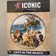 Iconic Puzzles Cats in the Beach Wooden Puzzle Size Small 200 Pieces-Brand New