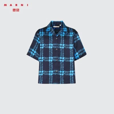 Oversized Open Collar Short-Sleeve Shirt (MARNI) Navy Size L