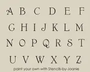 Joanie Alphabet Stencil French Chic font 1" Caps Letters Country Art DIY Signs
