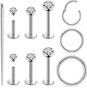 [Lsnevsie] 18G 16G 14G Internally Threaded Nose Rings Studs Flat Back Stud Earrings 316L Surgical Steel Nose Rings Studs Tragus Helix Conch Cartilage Lobe Earrings Hoop Piercing Jewelry For Women Men