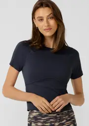 [Lorna Jane] Seamless Contour Short Sleeve Top in Blue, Size - Large L Platinum Navy