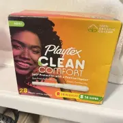 Playtex Clean Comfort Organic Cotton Tampons 28 Count. 14 Regular And 14 Super