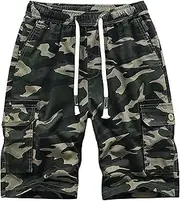 [Generic] Mens Big and Tall Cargo Shorts Elastic Waistband Drawstring Cotton Summer Hiking Camping Jogging Casual Work Shorts Camouflage