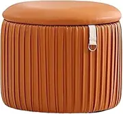 Polyester Ottomans with Wooden Frame Modern Stuffed Pouf Ottoman Sturdy Vanity Stool Compact Storage Stool Ottoman