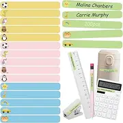 200pcs Personalized Name Labels, GeeRic Mini Name Labels Set for Kids Mark Objects Colorful Cartoon Waterproof Adhesive Name Tag Sticker for Marking Pencils Books Clothes Bottles School 0.6 * 5.8 CM