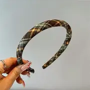 [JIMINISO] Elegant Plaid Bezel Hairband for Women Korean Retro Headband Vintage Hoop for Holiday Party Hair Bands Accessories