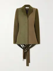 [LOEWE] LOEWE - Buckle-embellished Color-block Wool-blend Felt Blazer - Army green - FR 34 FR 34 Green