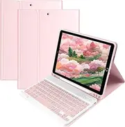 Keyboard Case for iPad Pro 11 Inch (2024) - Soft TPU Protective Case with Pencil Holder and Bluetooth Magnetically Detachable Keyboard for iPad Pro 11 (Pink)