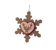 Melrose 6.75" Rustic Embroidered Snowflake Reindeer Stamp Christmas Ornament