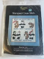 Golden Bee Stamped Cross Stitch Kit 20162 Bears Are 14x14 Teddy Panda Hat 1983