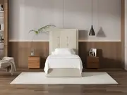 My Style Framed Headboard & Slimline Base - King Single / Batiste Nougat / Gas Lift Base