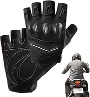 Motorcycle Half Finger Riding Gloves - Fingerless Anti-Slip Mesh Mitts, Breathable Summer Ridings Gear | Lightweight Shell Protective Glove, Sweat-Proof Cycling Fabric for Rowing, Outdoor Sports Use