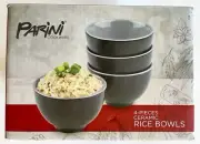 Parini 4-Piece Ceramic Rice Bowls New in Box 2-Tone Gray