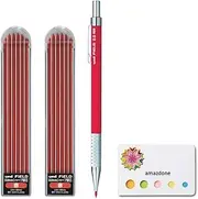 Uni Mechanical Pencil, Field, 2.0mm, Red Lead (M207001P.15) + 2 Replacement wick field set(red) and amazdone Sticky Notes