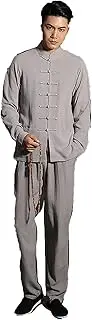 [Generic] Kung Fu Jacket Tops Martial Arts Long Jersey,Chinese Tang Suit Men Suit Summer Long-Sleeve Chinese Retro Zen Clothing
