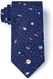 [Wild Ties] Men's Solar System Astronomy Solar Outer Space Novelty Skinny Narrow Tie Necktie