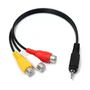 2.5mm 20cm Male to 3 RCA Female Jack Splitter Audio Video AV Adaptor Cable Extension Lead
