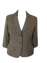 NWT Valette Army Green 3/4 Sleeve Front Pockets Lined Cotton Blazer Suit Jacket