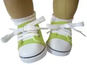 Compatible with Bitty Baby Bright Lime Green Canvas Deck Gym Shoes Sneakers