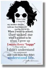I Wrote Down "Happy" 2 - John Lennon - NEW Famous Musician Quote Poster