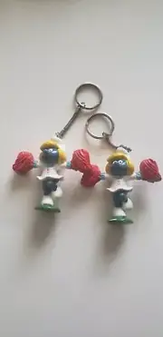 Vintage Smurf Smurfette as cheerleader Keychain