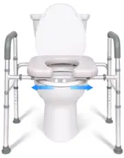 Raised Toilet Seat with Handles, Width and Height Adjustable Commode Chair