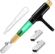 Lanties Glass Cutter Kit Includes Grip Cutter with 2mm-20mm Pencil Style Oil Feed Carbide Tip and Oil Dripper Glass Scoring Tool for Mirrors Tiles Mosaic