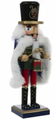 Wooden Christmas Nutcracker, 10", BLUE CAPE MALE SOLDIER WITH DRUMS 105585336,HL