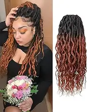 Goddess Wavy Locs Crochet Hair Ombre Pre Looped Curly Soft Faux Locs Synthetic Hair Extensions For Black Women