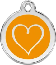 Red Dingo Enamel Tribal Heart Tag - Orange - Lifetime Guarantee - Cat, Dog, Pet