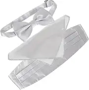 [COLLBATH] Bow Tie Set Men's Adjustable Wedding Bow Tie Cummerbund Pocket Square Kit