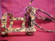 PINK FLOWERS, SMALL CAT OR SMALL DOG Leash and Harness Set, Adjustable NEW